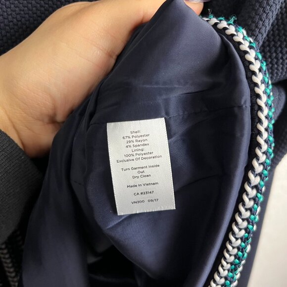 Talbots Braided Trim Jacket 24W Navy Blue Blazer Suit Full Zip Front Plus Size - Picture 6 of 9